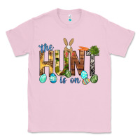 Bubblegum Pink The hunt is on with eggs Easter Day Classic Tee - HowdyJamesFarm