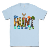 Dusty Blue The hunt is on with eggs Easter Day Classic Tee - HowdyJamesFarm