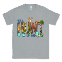 Heather Grey The hunt is on with eggs Easter Day Classic Tee - HowdyJamesFarm