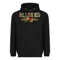 Black blessed and floral cross Heavyweight Hoodie - BarkalooDesign