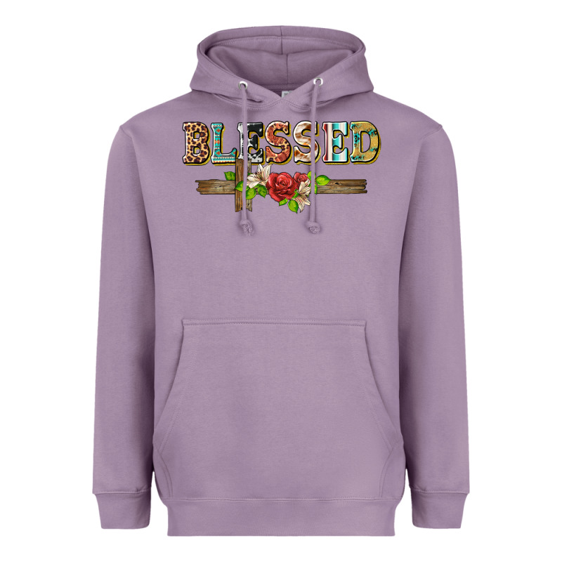 Blessed And Floral Cross Heavyweight Hoodie by BarkalooDesign | Teevron