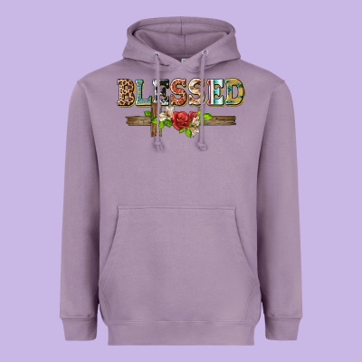 Blessed And Floral Cross Heavyweight Hoodie Designed By Barkaloodesign