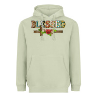 Matcha blessed and floral cross Heavyweight Hoodie - BarkalooDesign