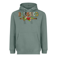 Sage blessed and floral cross Heavyweight Hoodie - BarkalooDesign