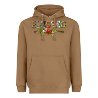 Toasted Coconut blessed and floral cross Heavyweight Hoodie - BarkalooDesign