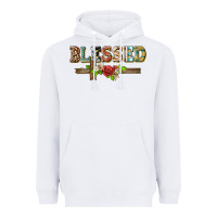 White blessed and floral cross Heavyweight Hoodie - BarkalooDesign