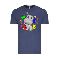 Vintage Denim autism hippopotamus Vintage Tee - CowGirlArtShop