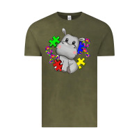 Vintage Olive autism hippopotamus Vintage Tee - CowGirlArtShop