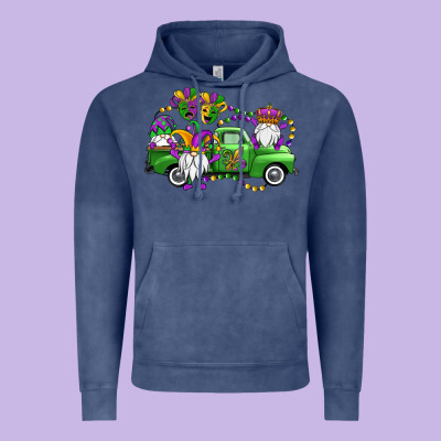 Mardi Gras Gnomes Truck Vintage Hoodie Designed By Oliviacreatesart