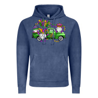 Vintage Denim mardi gras gnomes truck Vintage Hoodie - OliviaCreatesArt