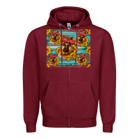 Burgundy german shepherd with sunflowers Zipper Hoodie - Artiststas