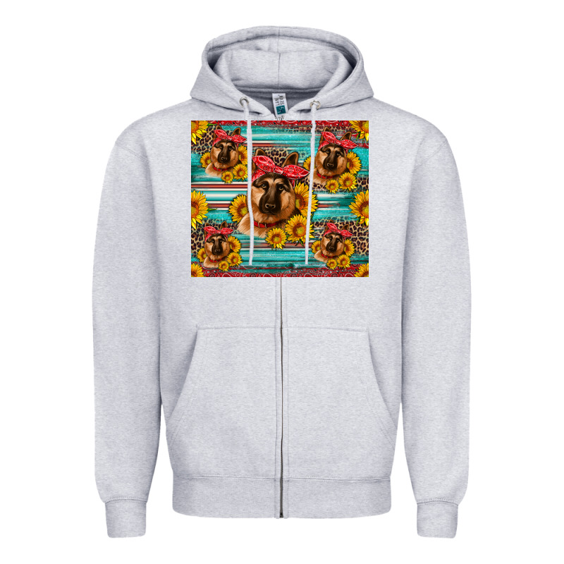 German Shepherd With Sunflowers Zipper Hoodie by Artiststas | Teevron