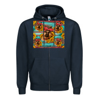 Navy german shepherd with sunflowers Zipper Hoodie - Artiststas