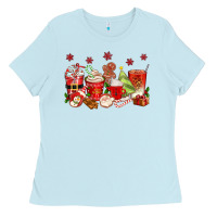 Baby Blue Christmas coffee cups Ladies Tee - texasbilliewilder