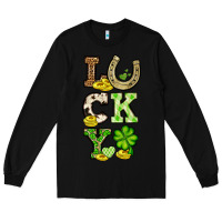 Black St. Patrick's Western lucky Long Sleeve Tee - OliviaCreatesArt