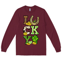 Burgundy St. Patrick's Western lucky Long Sleeve Tee - OliviaCreatesArt