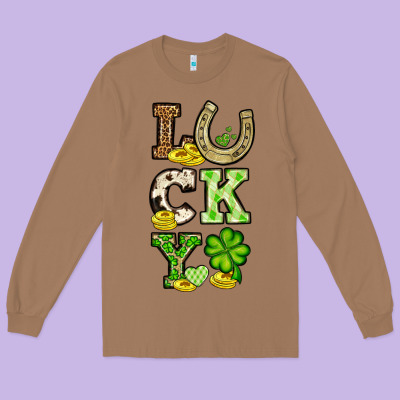 St. Patrick's Western Lucky Long Sleeve Tee Designed By Oliviacreatesart