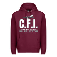 Burgundy CFI CFI Certified Flight Pilot Gift CFI Flying Instructor Premium Hoodie - longCreatives