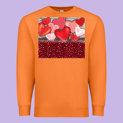 Valentine's Day Red Hearts Red Leopard Premium Sweatshirt Designed By Barkaloodesign