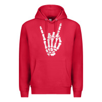Cardinal Rock Hand Sign Skeleton Rock N Roll Halloween Faux Pocket Premium Hoodie - longCreatives