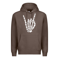 Rock Hand Sign Skeleton Rock N Roll Halloween Faux Pocket Premium Hoodie | Teevron