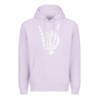 Lilac Rock Hand Sign Skeleton Rock N Roll Halloween Faux Pocket Premium Hoodie - longCreatives