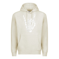 Oatmeal Heather Rock Hand Sign Skeleton Rock N Roll Halloween Faux Pocket Premium Hoodie - longCreatives