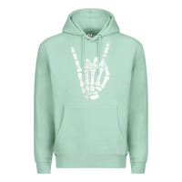 Seafoam Rock Hand Sign Skeleton Rock N Roll Halloween Faux Pocket Premium Hoodie - longCreatives