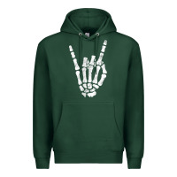 Sports Green Rock Hand Sign Skeleton Rock N Roll Halloween Faux Pocket Premium Hoodie - longCreatives
