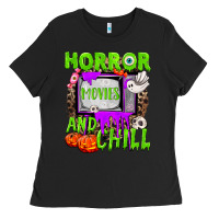 Black Horror movies and chill Ladies Tee - NancyCooperArtShop