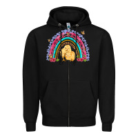 Black easter flowers and butterfly with chicks rainbow Zipper Hoodie - Artiststas