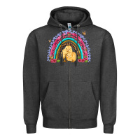Charcoal Heather easter flowers and butterfly with chicks rainbow Zipper Hoodie - Artiststas