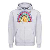 Heather Grey easter flowers and butterfly with chicks rainbow Zipper Hoodie - Artiststas
