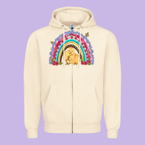 Easter Flowers And Butterfly With Chicks Rainbow Zipper Hoodie Designed By Artiststas