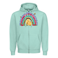 Seafoam easter flowers and butterfly with chicks rainbow Zipper Hoodie - Artiststas
