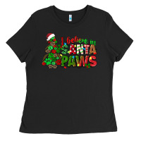 Black i believe in santa paws Ladies Tee - texasbilliewilder