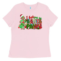 Bubblegum Pink i believe in santa paws Ladies Tee - texasbilliewilder