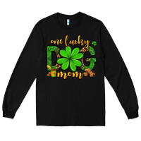 Black One lucky dog mom St. Patrick's Long Sleeve Tee - OliviaCreatesArt