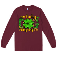 Burgundy One lucky dog mom St. Patrick's Long Sleeve Tee - OliviaCreatesArt
