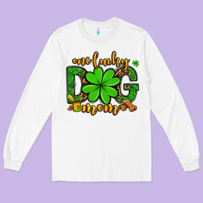 One Lucky Dog Mom St. Patrick's Long Sleeve Tee Designed By Oliviacreatesart