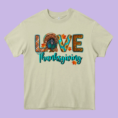 Love Thanksgiving Turkey Heavy Core Tee Designed By Ranaportraitstore