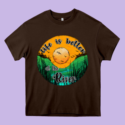 Life Is Better At The River Heavy Core Tee Designed By Jahusdesignshop