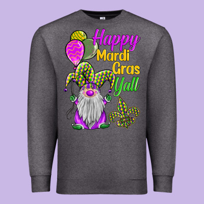 Happy Mardi Gras Y'all Premium Sweatshirt Designed By Barkaloodesign