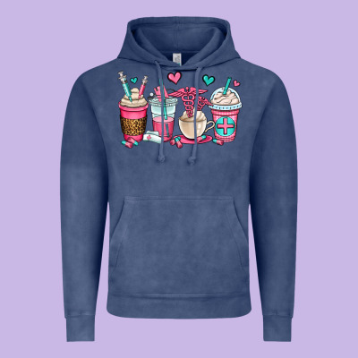Nurse Coffee Cups Vintage Hoodie Designed By Oliviacreatesart