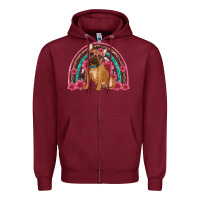 Burgundy french bulldog floral rainbow Zipper Hoodie - Artiststas