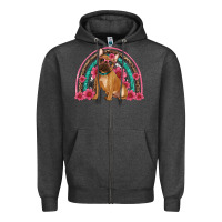 Charcoal Heather french bulldog floral rainbow Zipper Hoodie - Artiststas