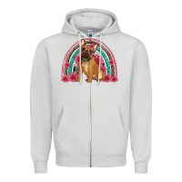 Dove Grey french bulldog floral rainbow Zipper Hoodie - Artiststas