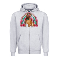 Heather Grey french bulldog floral rainbow Zipper Hoodie - Artiststas