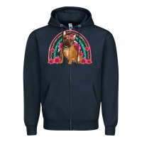 Navy french bulldog floral rainbow Zipper Hoodie - Artiststas