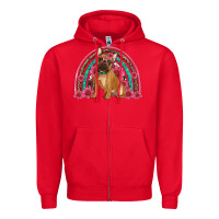Red french bulldog floral rainbow Zipper Hoodie - Artiststas